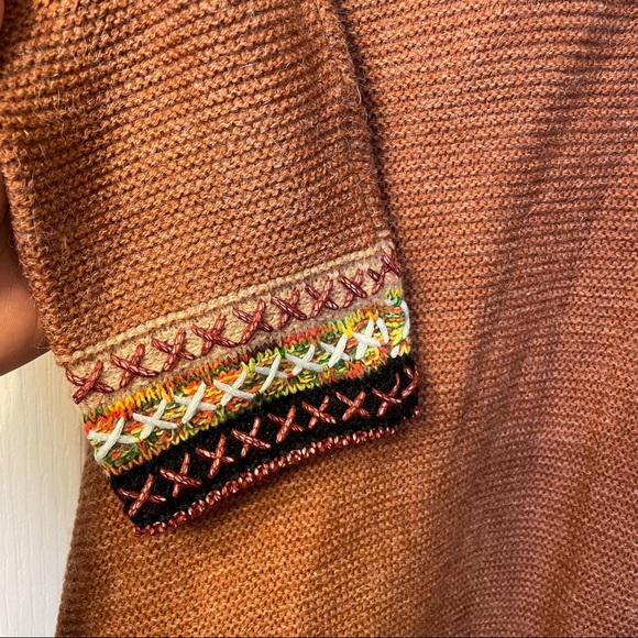 Simply Couture | Long Duster Open Cardigan Embroidered Small Lagenlook Heavy - Picture 10 of 11